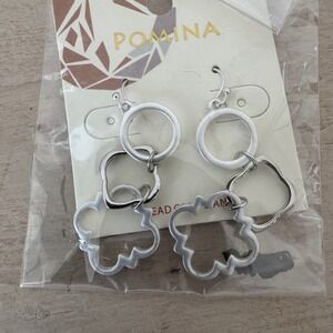 Pomina‎ Silver Dangle Earrings Cloud Shape Link Drop Boho Chic Women Jewelry